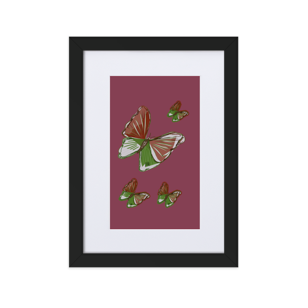 Matte Paper Framed Poster With Mat: Mariposas