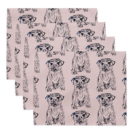 Placemat Set Terrier Dusty Rose
