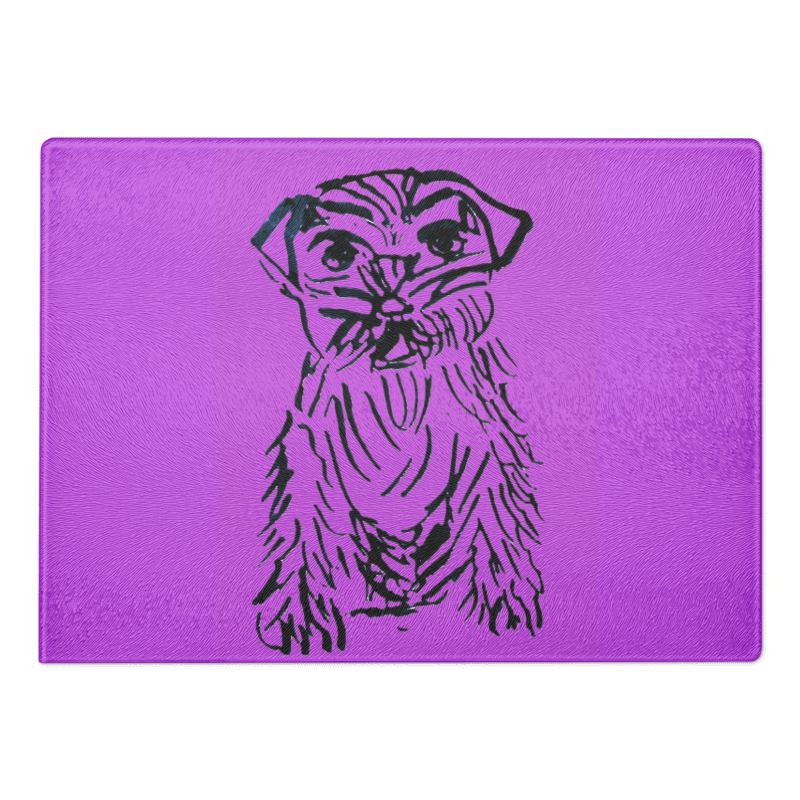 Glass Cutting Board Terrier Fuchsia