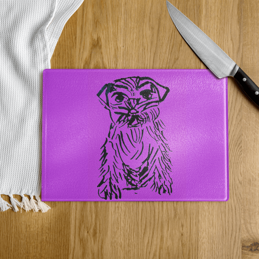 Glass Cutting Board Terrier Fuchsia