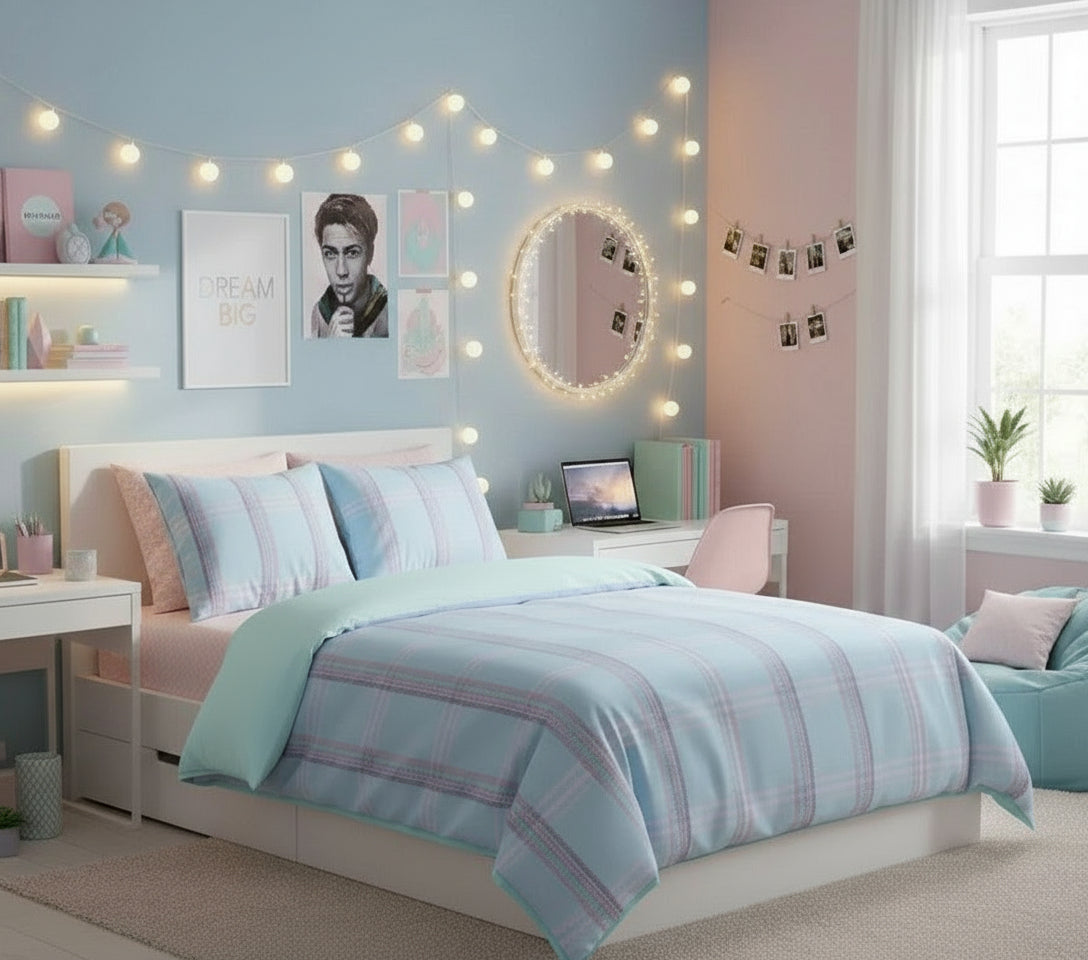 Duvet Tartan Celeste