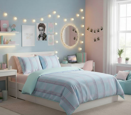 Duvet Tartan Celeste