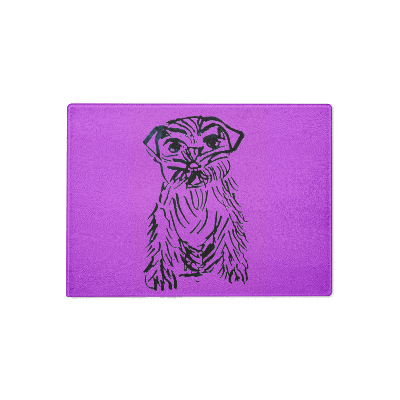 Glass Cutting Board Terrier Fuchsia