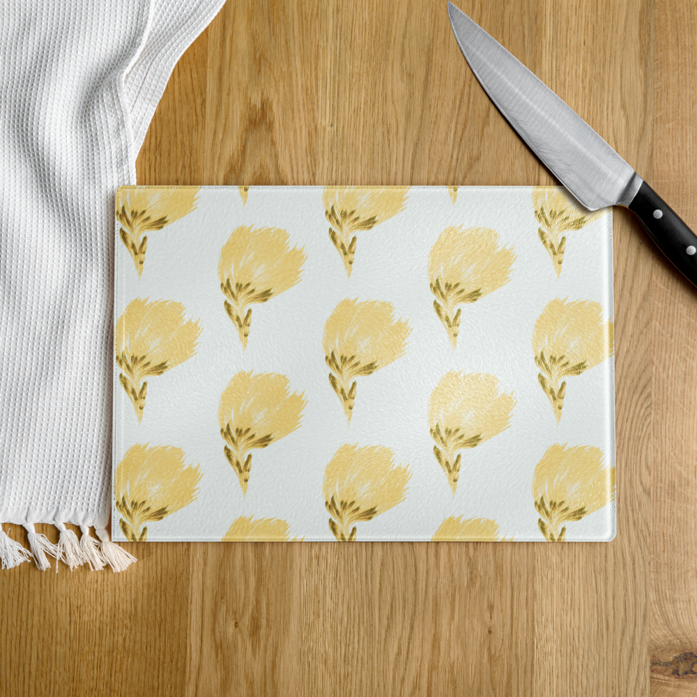 Glass Cutting Board Arctic Petals