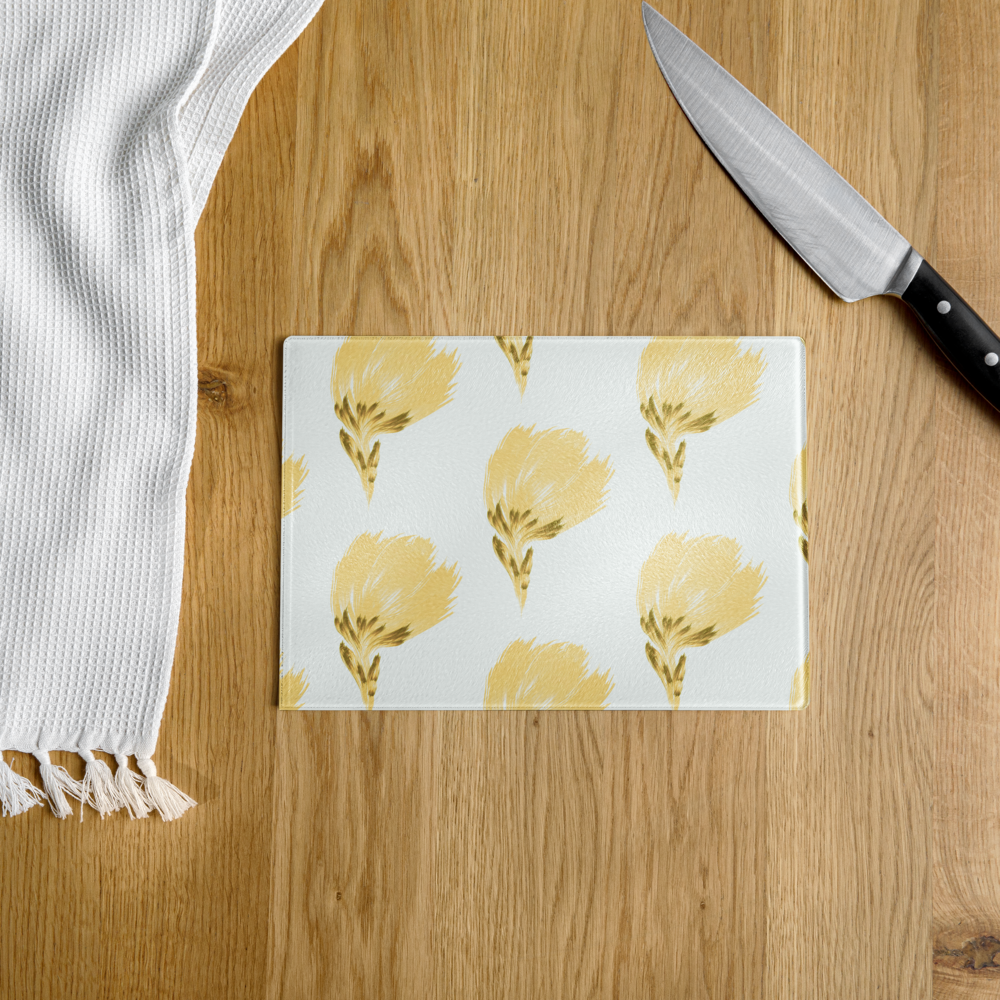 Glass Cutting Board Arctic Petals