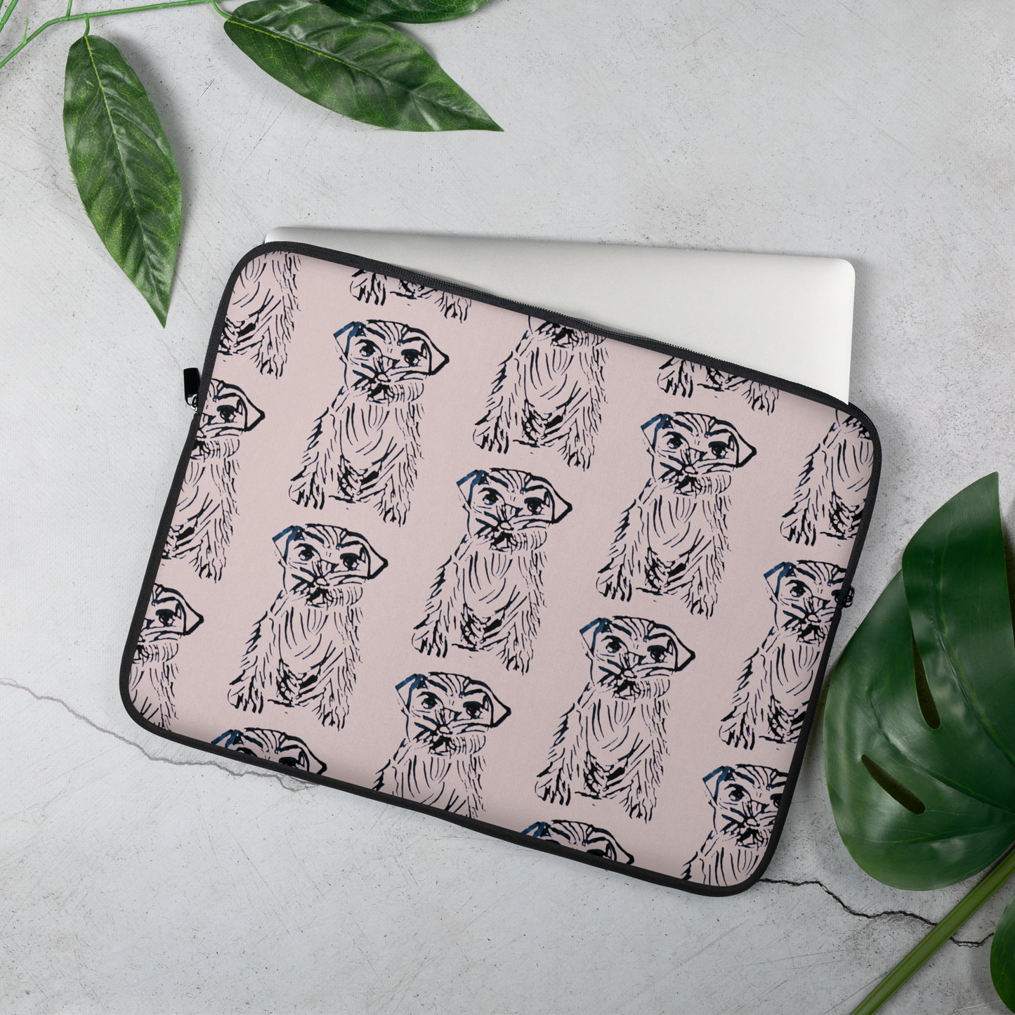 Laptop Sleeve Terrier Pastel Pink