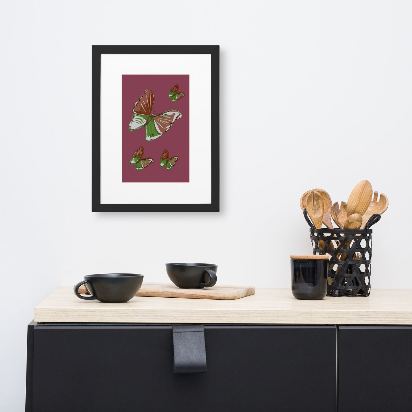 Matte Paper Framed Poster With Mat: Mariposas
