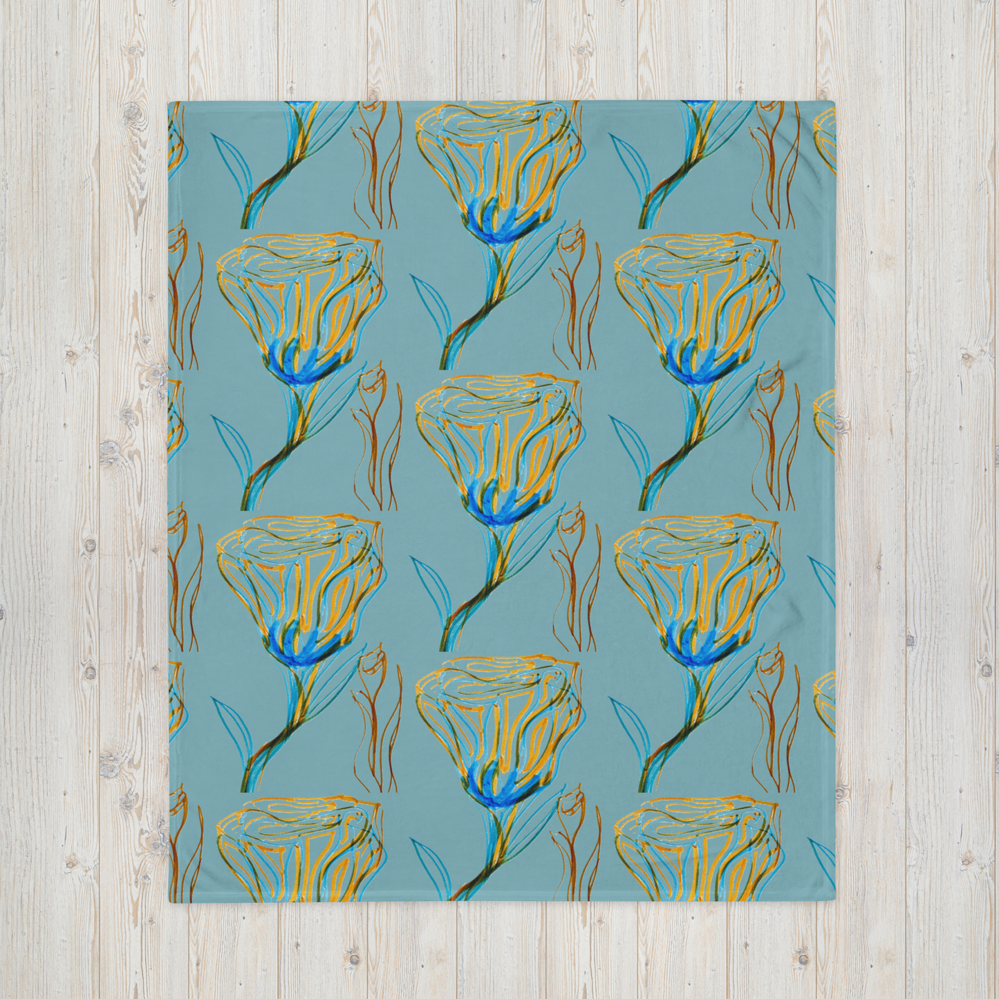 Throw Blanket Van Rose Blue