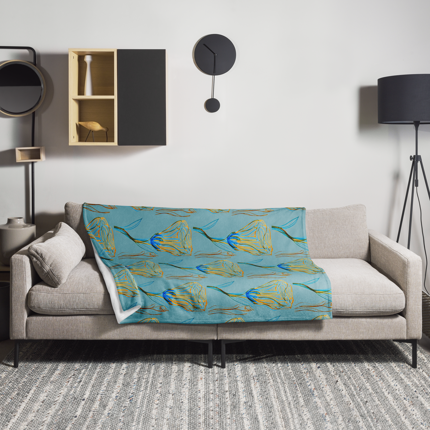 Throw Blanket Van Rose Blue