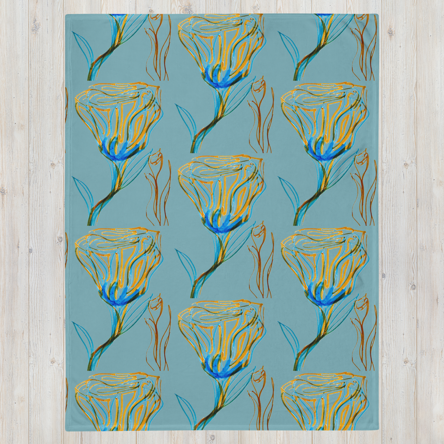 Throw Blanket Van Rose Blue